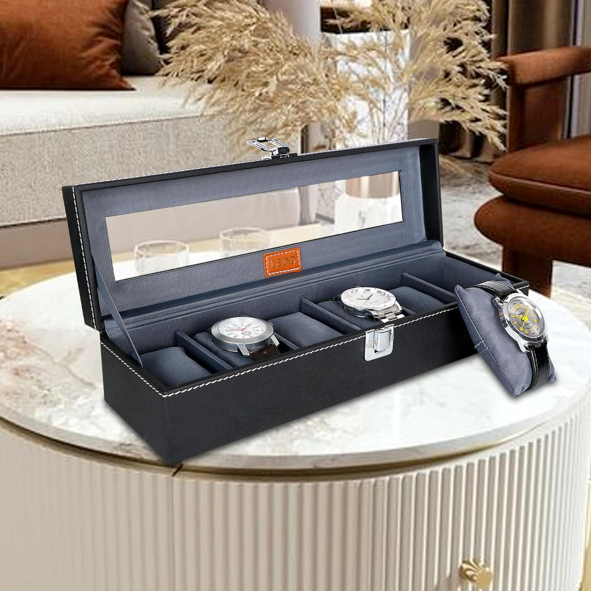 Watch Box Organizer Case In 6 Slots Of Watches For Men And Women