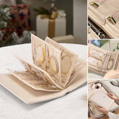 Luxury Portable Leather Jewelry Storage Book | Elegant, Secure & Take It Everywhere.
